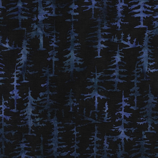 Fall Flair Batik Trees Blue Midnight from Island Batik