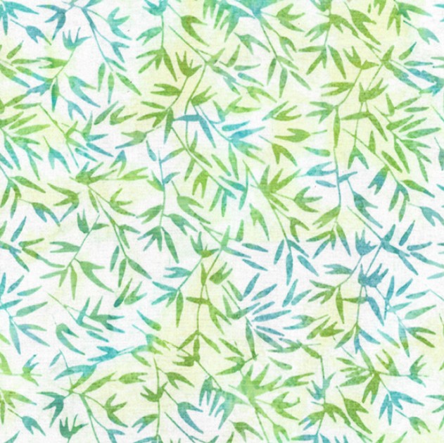 Petal Poetry Batik Bamboo Leaves White from Island Batik