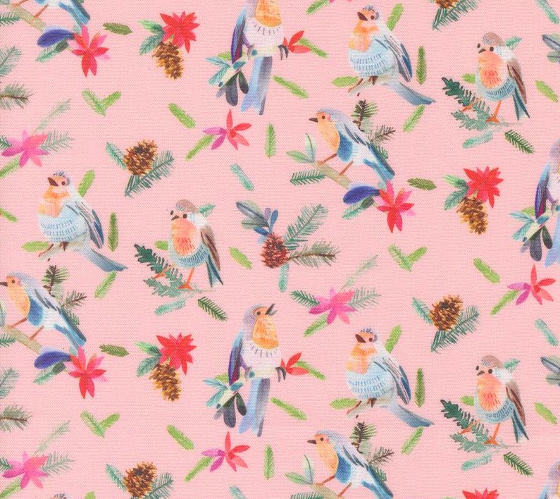 Love and Cheer Robins with Pinecones Ballet by Amarilys Henderson for Moda Fabrics