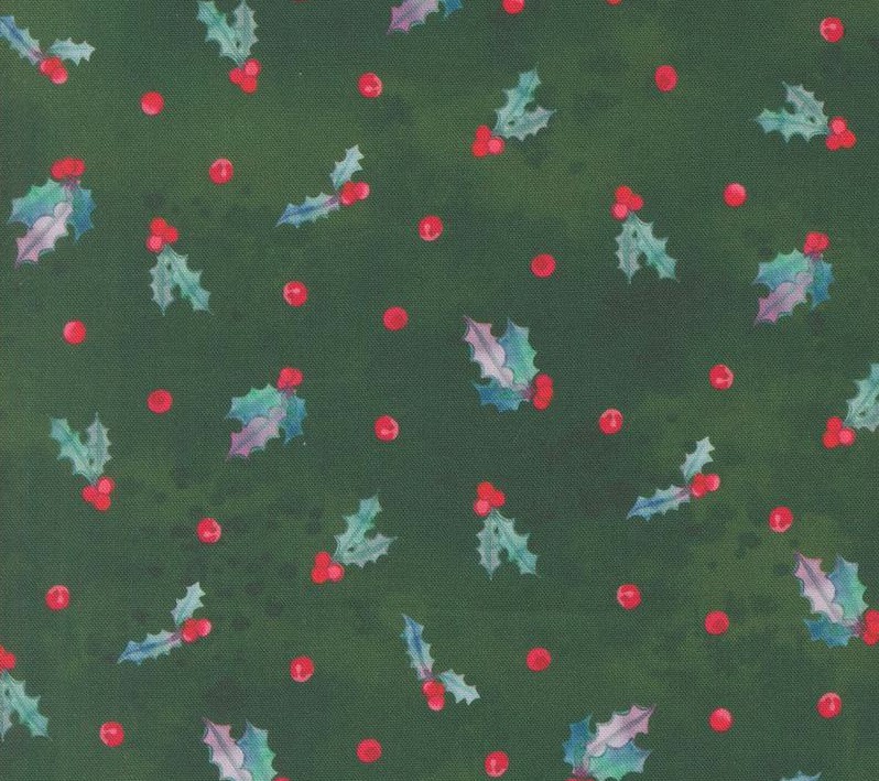 Love and Cheer Holly Berry Dot Evergreen by Amarilys Henderson for Moda Fabrics