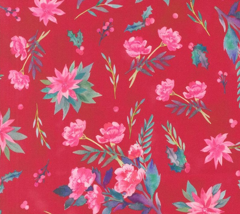 Love and Cheer Christmas Bouquet Berry by Amarilys Henderson for Moda Fabrics