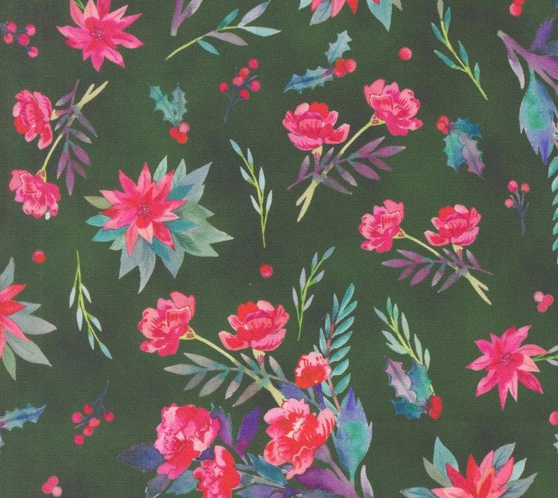 Love and Cheer Christmas Bouquet Evergreen by Amarilys Henderson for Moda Fabrics