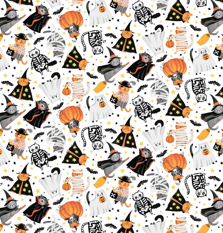 The Boo Crew Boo Crew Tossed White from Northcott Fabrics