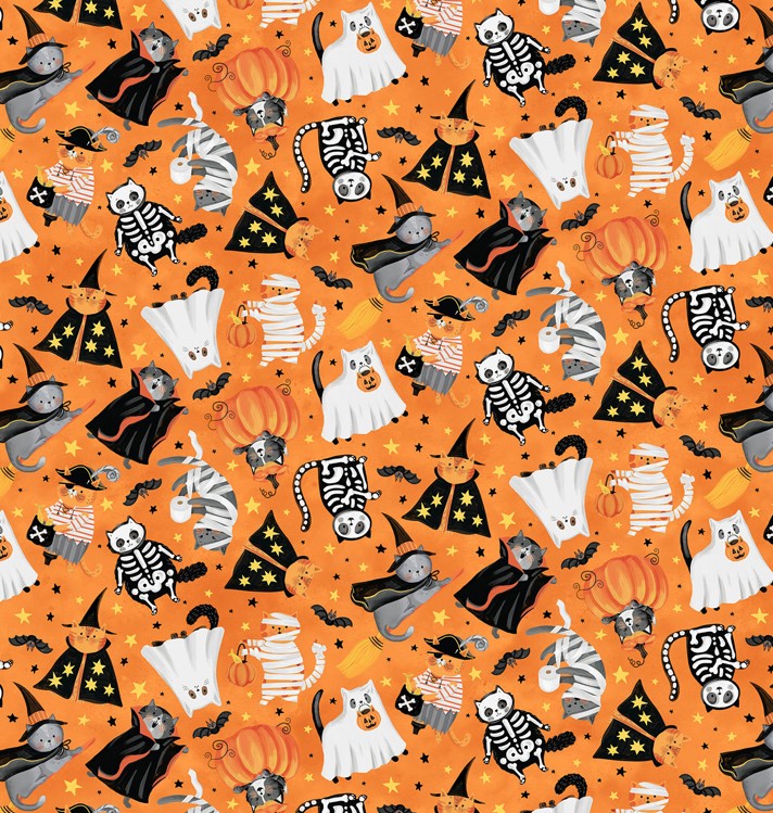 The Boo Crew Boo Crew Tossed Orange from Northcott Fabrics