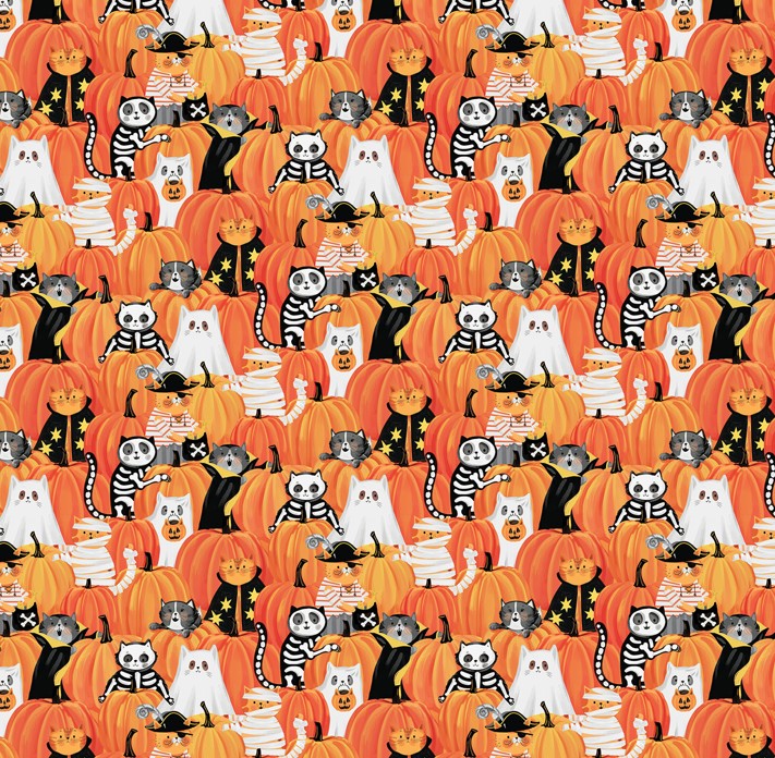 The Boo Crew Peek Pumpkins Orange from Northcott Fabrics