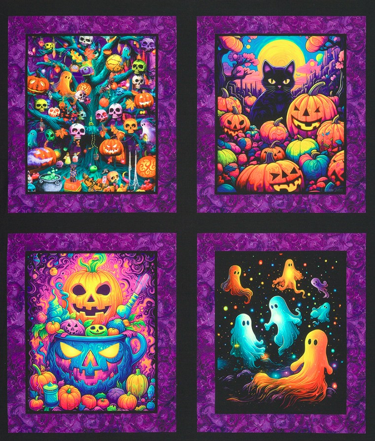 Bright Frights Spooky Panel by Catriona Crehan for Robert Kaufman Fabrics