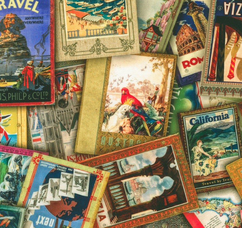 Vintage Voyage Postcards Vintage by Aimee Stewart for Robert Kaufman Fabrics