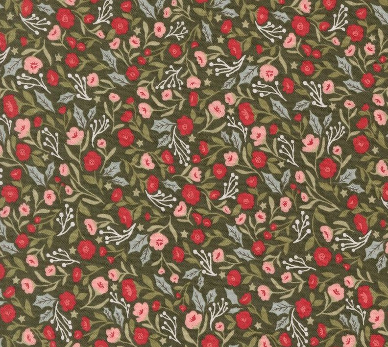 Berry and Pine Christmas Posies Wintergreen by Lella Boutique for Moda Fabrics