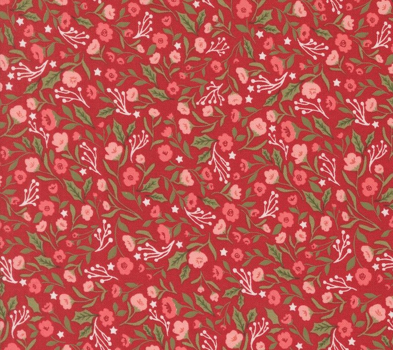 Berry and Pine Christmas Posies Cranberry by Lella Boutique for Moda Fabrics