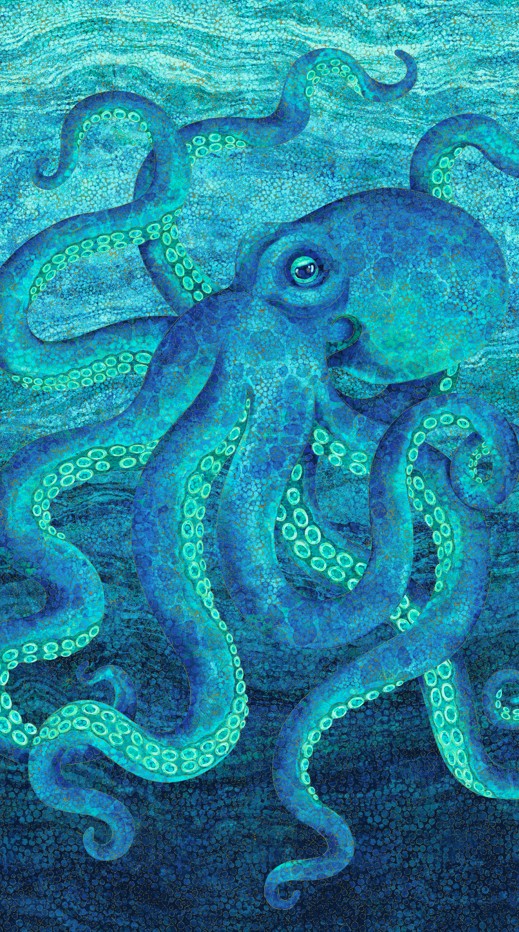 Shimmer Enigma Octopus Panel by Deborah Edwards for Northcott Fabrics