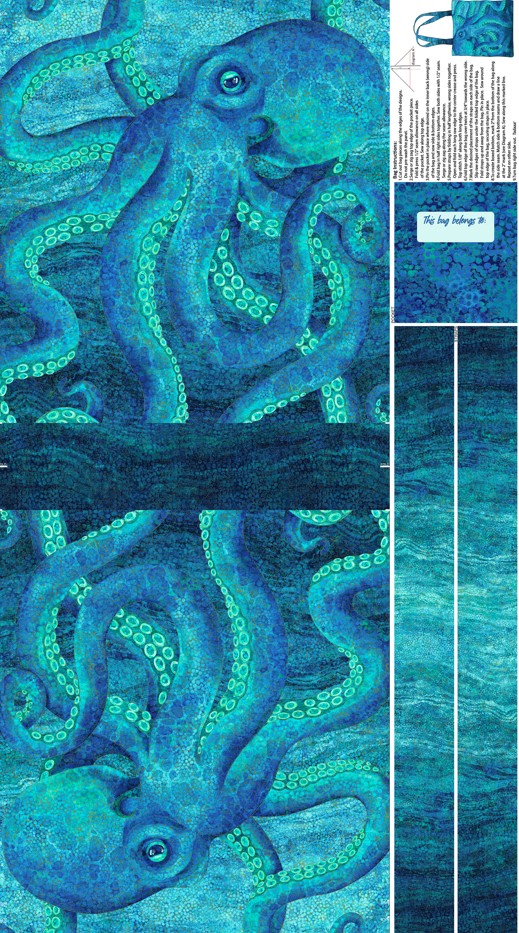 Shimmer Enigma Octopus Bag Panel by Deborah Edwards for Northcott Fabrics