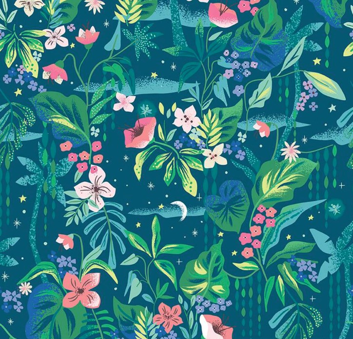 Forever Neverland Tropical Floral Night by Jill Howarth for Riley Blake Designs