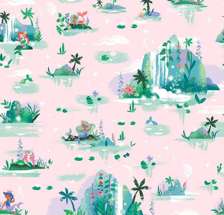 Forever Neverland Mermaid Lagoon Pink by Jill Howarth for Riley Blake Designs