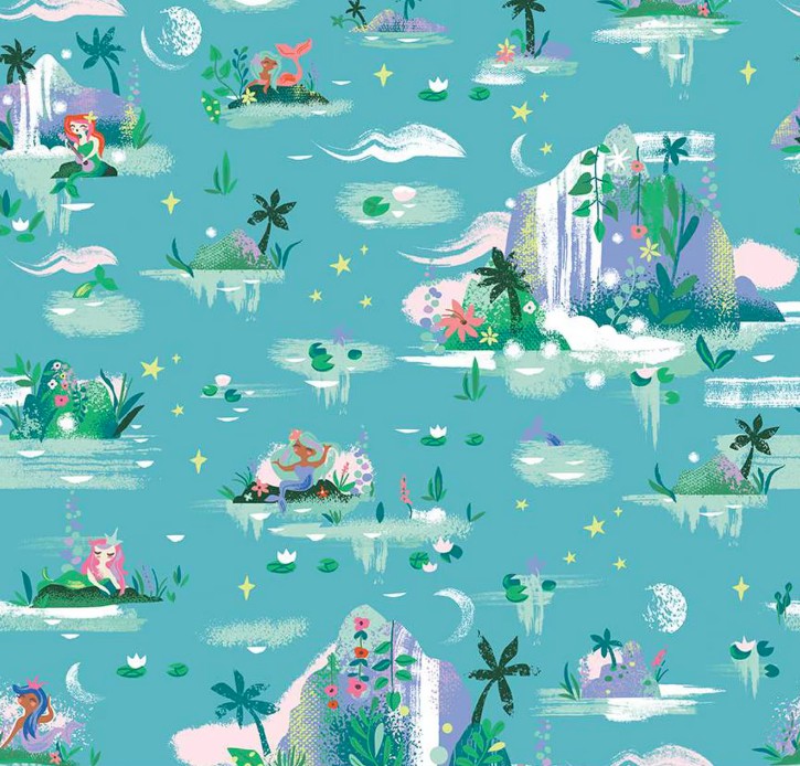 Forever Neverland Mermaid Lagoon Peacock by Jill Howarth for Riley Blake Designs
