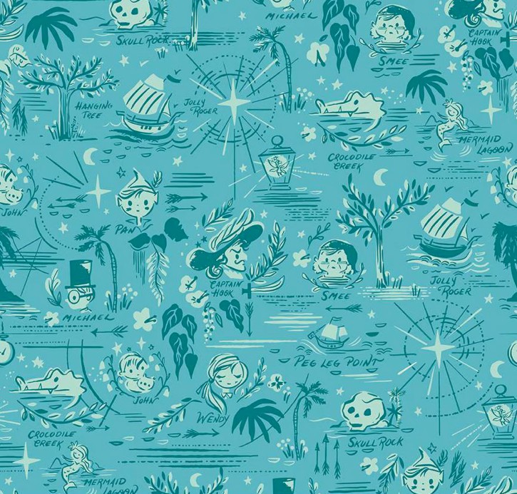 Forever Neverland Neverland Map Lagoon by Jill Howarth for Riley Blake Designs