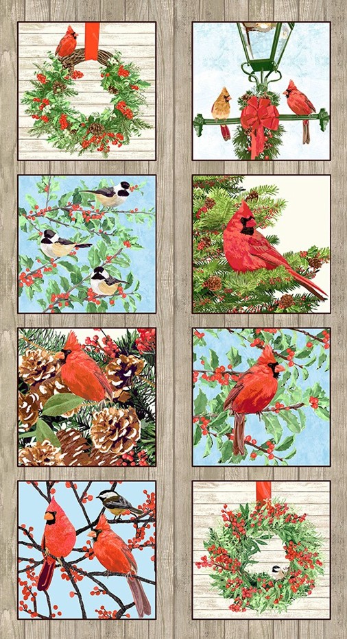 Snowbirds Linen Panel by Two Can Art for Andover Fabrics