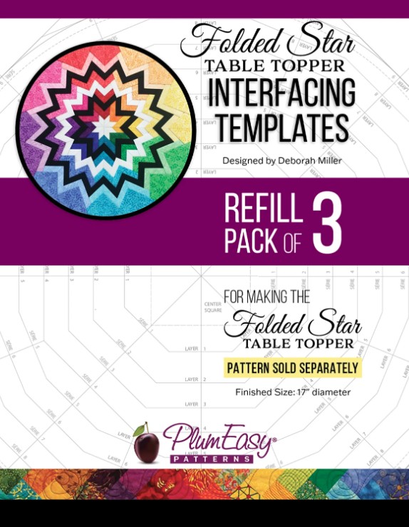 Folded Star Table Topper Interfacing Templates 3PK