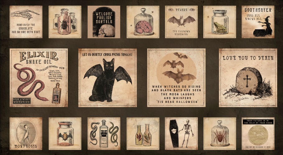Gothic Halloween Block Panel by Dan DiPaolo for Clothworks