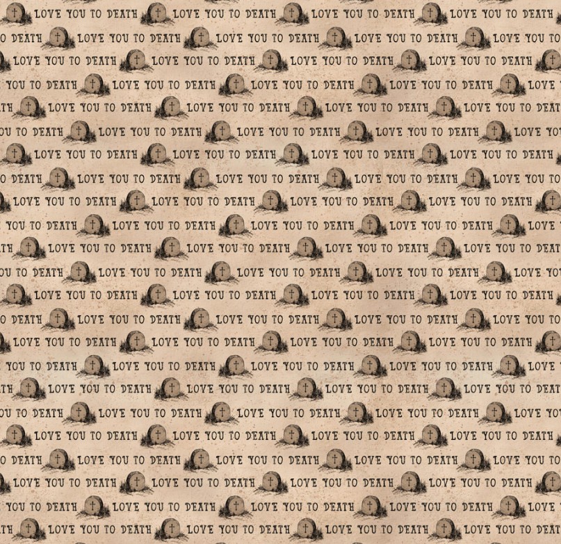 Gothic Halloween Love You Khaki by Dan DiPaolo for Clothworks