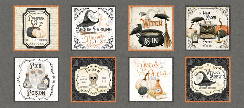 Hocus Pocus Halloween Block Panel by Deane Beesley for P&B Textiles