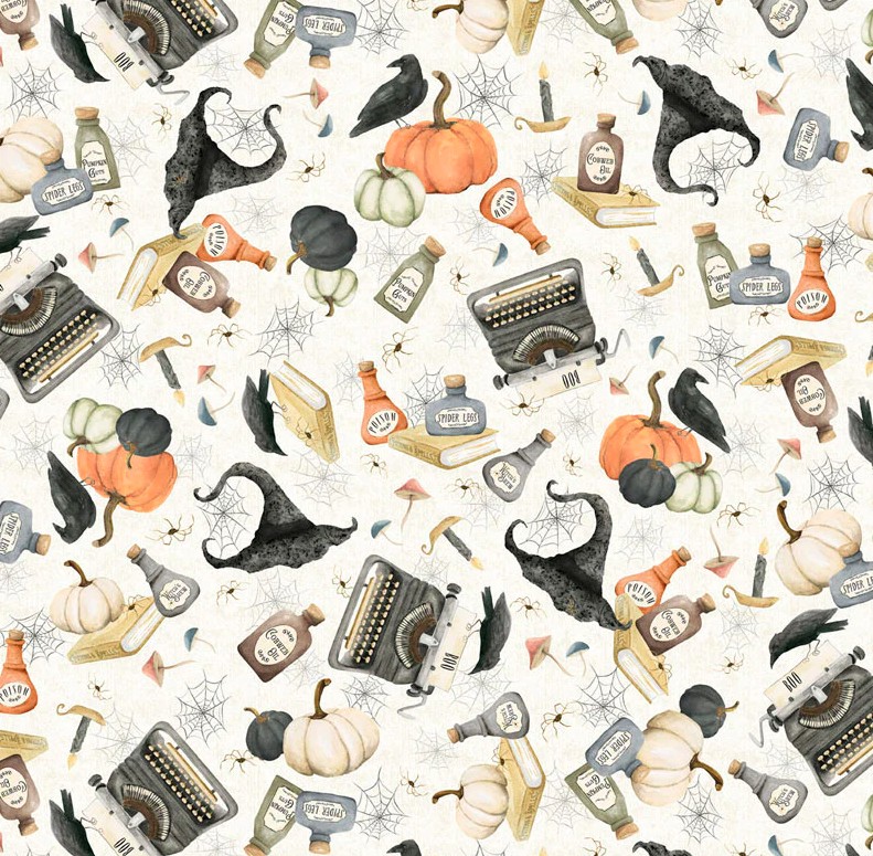 Hocus Pocus Halloween Toss White by Deane Beesley for P&B Textiles