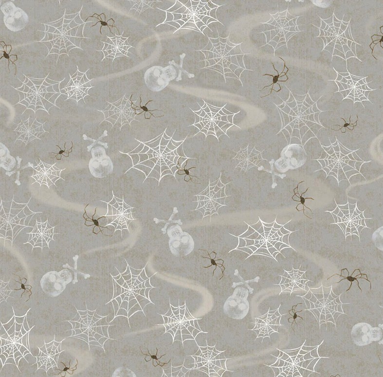 Hocus Pocus Smokey Spider Web All Over Silver by Deane Beesley for P&B Textiles