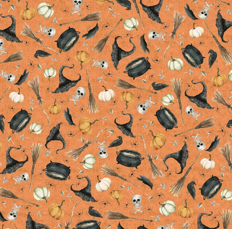 Hocus Pocus Small Halloween Toss Orange by Deane Beesley for P&B Textiles