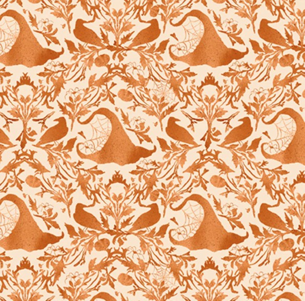 Hocus Pocus Witch Hat Damask Orange by Deane Beesley for P&B Textiles
