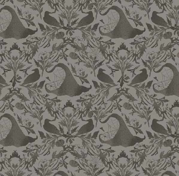 Hocus Pocus Witch Hat Damask Silver by Deane Beesley for P&B Textiles