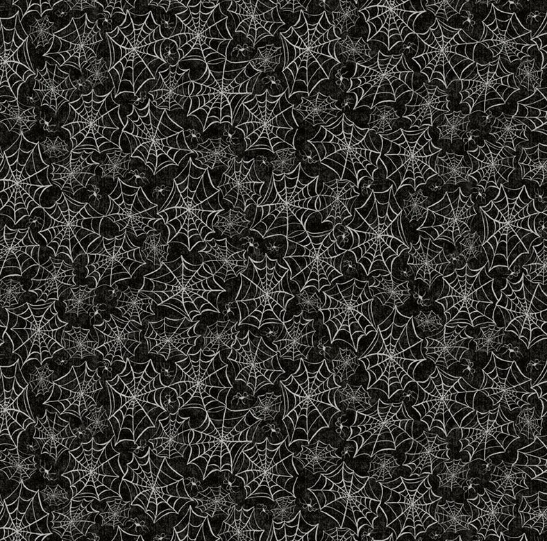 Hocus Pocus All Over Webs Black by Deane Beesley for P&B Textiles