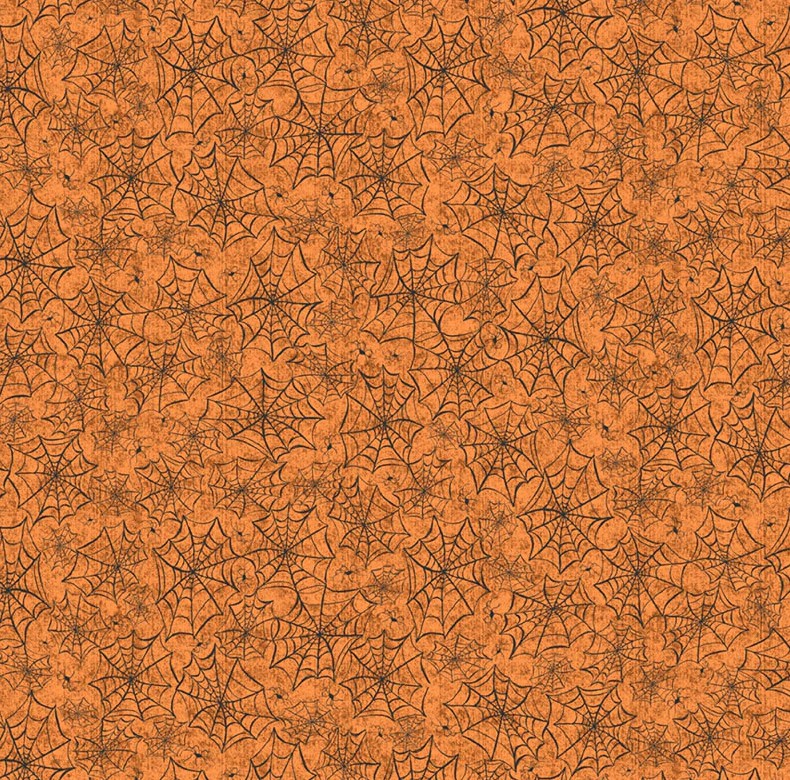 Hocus Pocus All Over Webs Orange by Deane Beesley for P&B Textiles