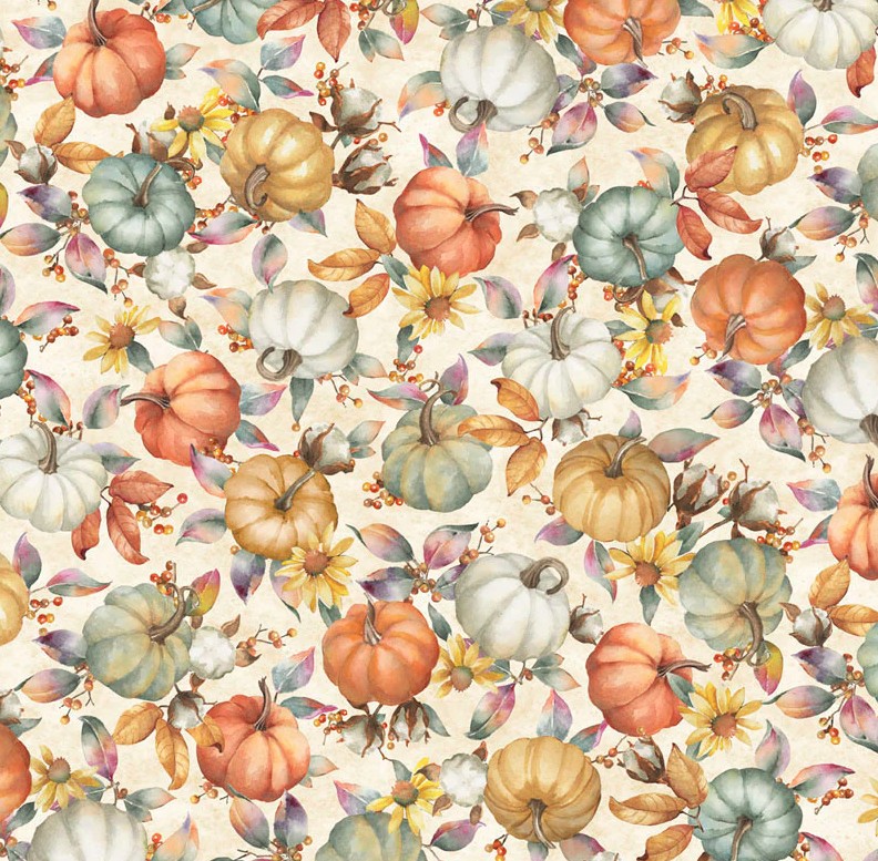 Bountiful Pumpkin Patch All Over Cream by Sandy Clough for P&B Textiles