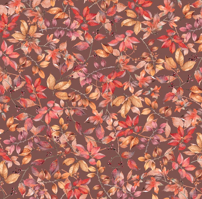 Bountiful Packed Fall Foliage Brown by Sandy Clough for P&B Textiles