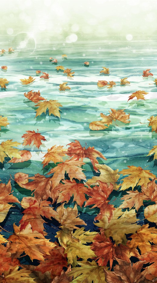 Autumn Breeze Leaves Ombre Teal by Deborah Edwards & Melanie Samra for Northcott Fabrics