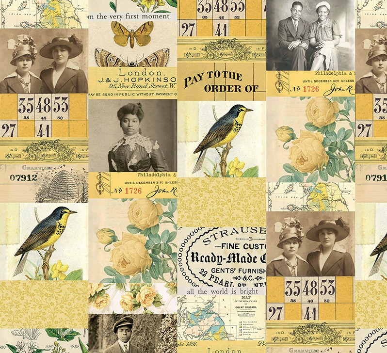 Palette Yellow Collage Yellow by Tim Holtz for FreeSpirit Fabrics