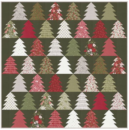 Fir Tree Lane Quilt featuring Berry and Pine from Moda
