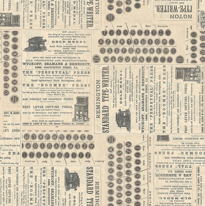 Palette Neutral Typewriter Neutral by Tim Holtz for FreeSpirit Fabrics