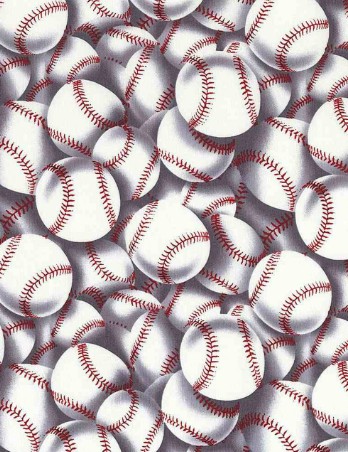 All-Star Sports Packed Baseballs White from Timeless Treasures