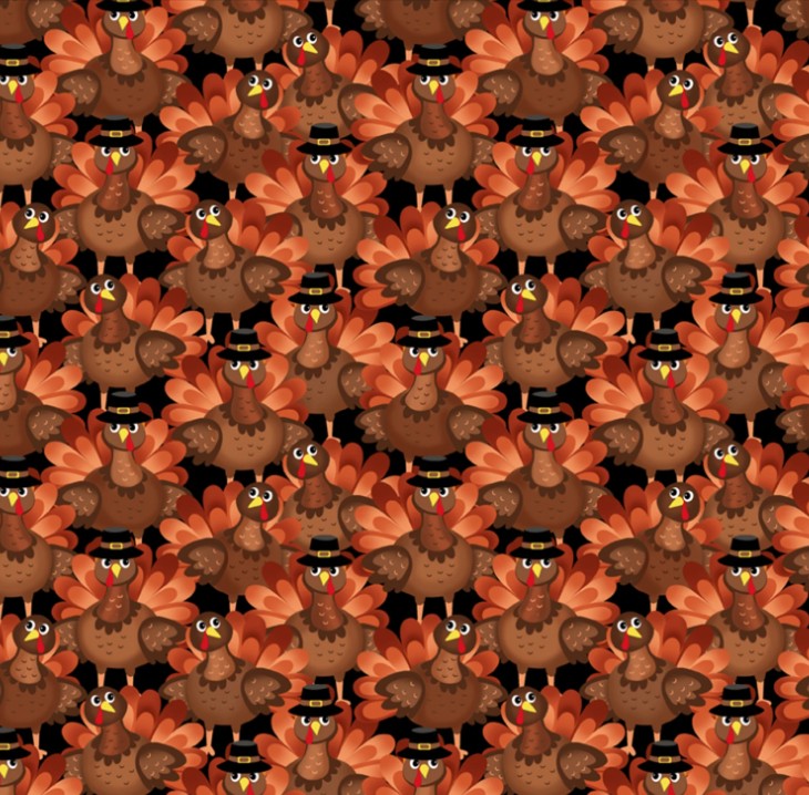 Fall Festival Pilgrim Turkey Black by Gail Cadden for Timeless Treasures