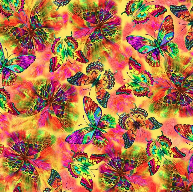 Butterfly Garden Flying Butterflies Electric from Timeless Treasures