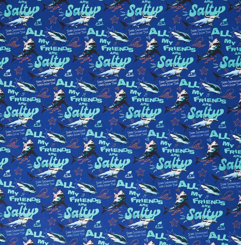 Shark Week Salty Navy from Camelot Fabrics