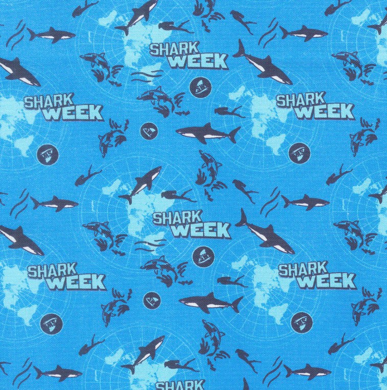 Shark Week World Ocean Tour Blue from Camelot Fabrics