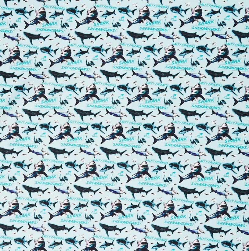 Shark Week Shark Shenanigans Light Turquoise from Camelot Fabrics