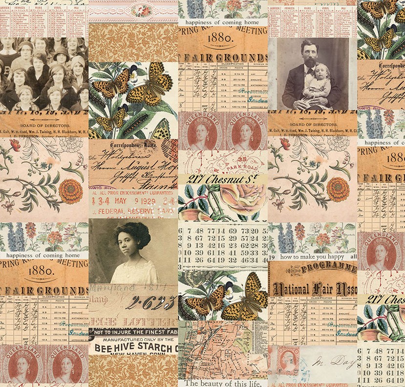 Palette Orange Collage Orange by Tim Holtz for FreeSpirit Fabrics