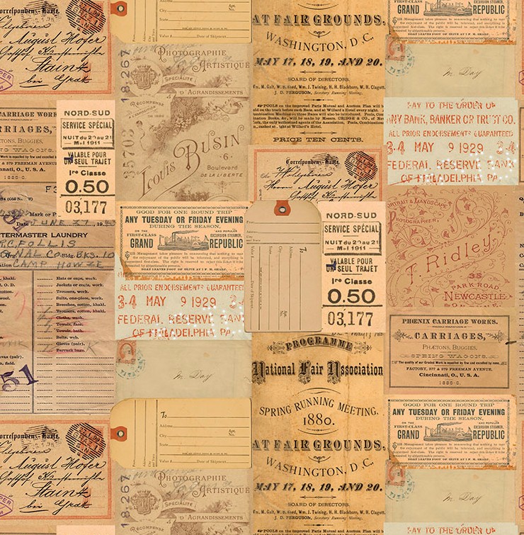 Palette Orange Ephemera Orange by Tim Holtz for FreeSpirit Fabrics