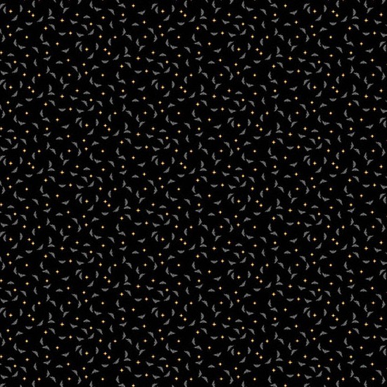 Midnight Moon Bats Pitch Black from Andover Fabrics