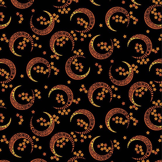 Midnight Moon Crescent Moon Midnight from Andover Fabrics