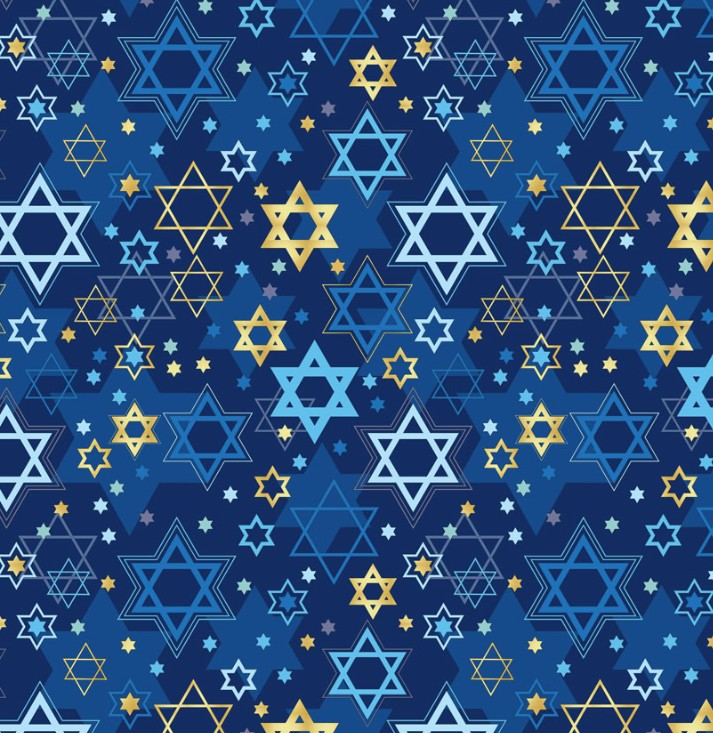 Happy Hanukkah Stars of David Multi Color by Emily Elizabeth for Clothworks