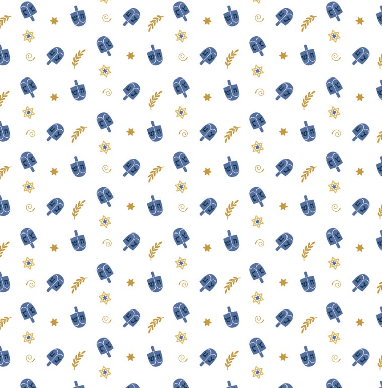 Happy Hanukkah Dreidels White by Emily Elizabeth for Clothworks