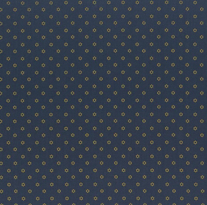 Happy Hanukkah Mini Stars Light Navy by Emily Elizabeth for Clothworks